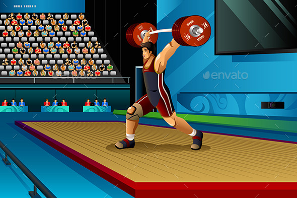 Man Lifting Weight in the Competition - Sports/Activity Conceptual
