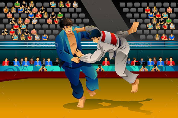 Men Doing Judo in the Competition - Sports/Activity Conceptual