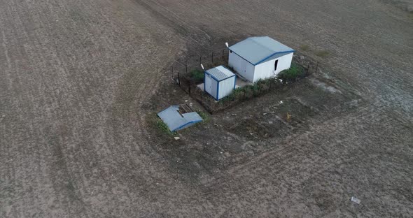 Cabin In The Field Aerial View 