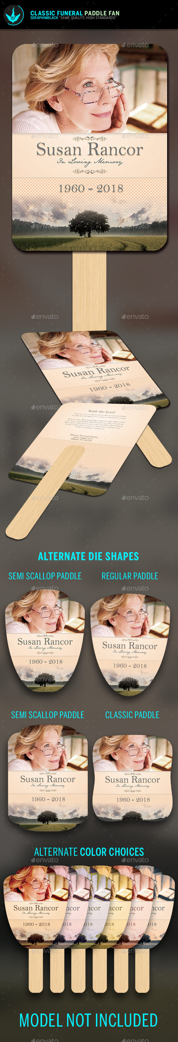 Classic Funeral Paddle Fan Template - Miscellaneous Print Templates