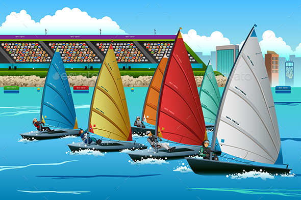 Athletes Sailing in the Competition - Sports/Activity Conceptual
