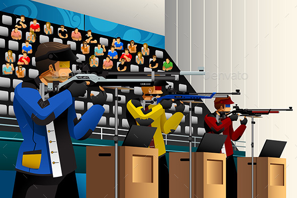 People Shooting with Rifle at a Target - Sports/Activity Conceptual