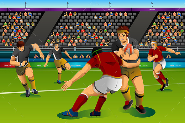 People Playing Rugby Seven in the Competition - Sports/Activity Conceptual
