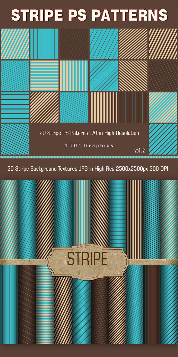 20 Stripe PS Patterns PAT vol.2 - Photoshop Add-ons