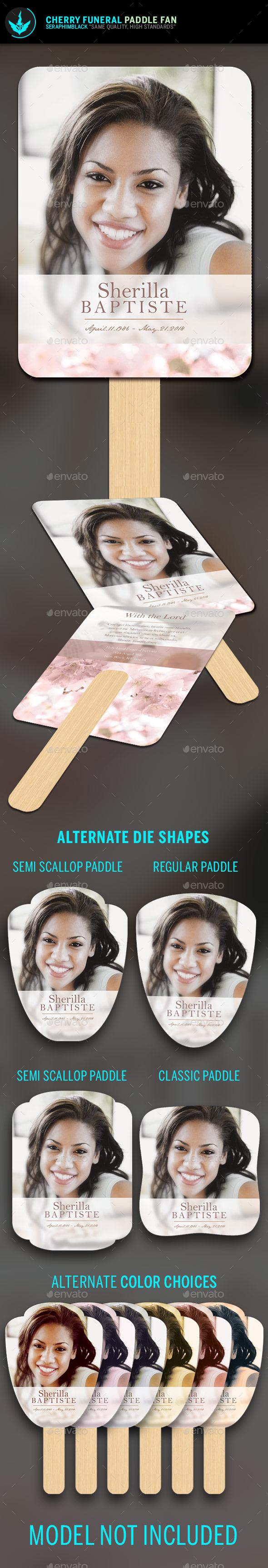 Cherry Funeral Paddle Fan Template - Miscellaneous Print Templates