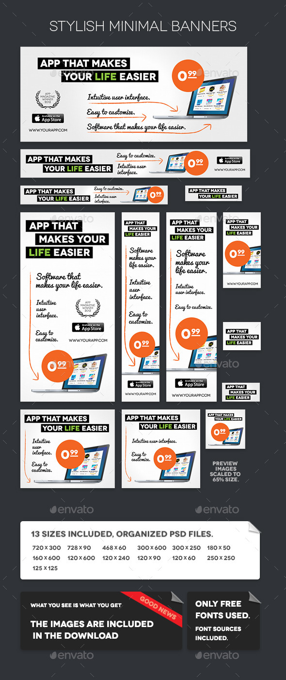 Stylish Minimal Web Banner Templates - Banners & Ads Web Elements