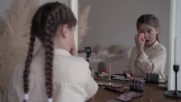 Girl Child Blogger Broadcasts Live Online and Writes Blog About Teen Makeup and Cosmetics alt