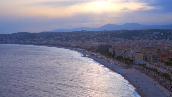 Picturesque View of Nice, France on Sunset