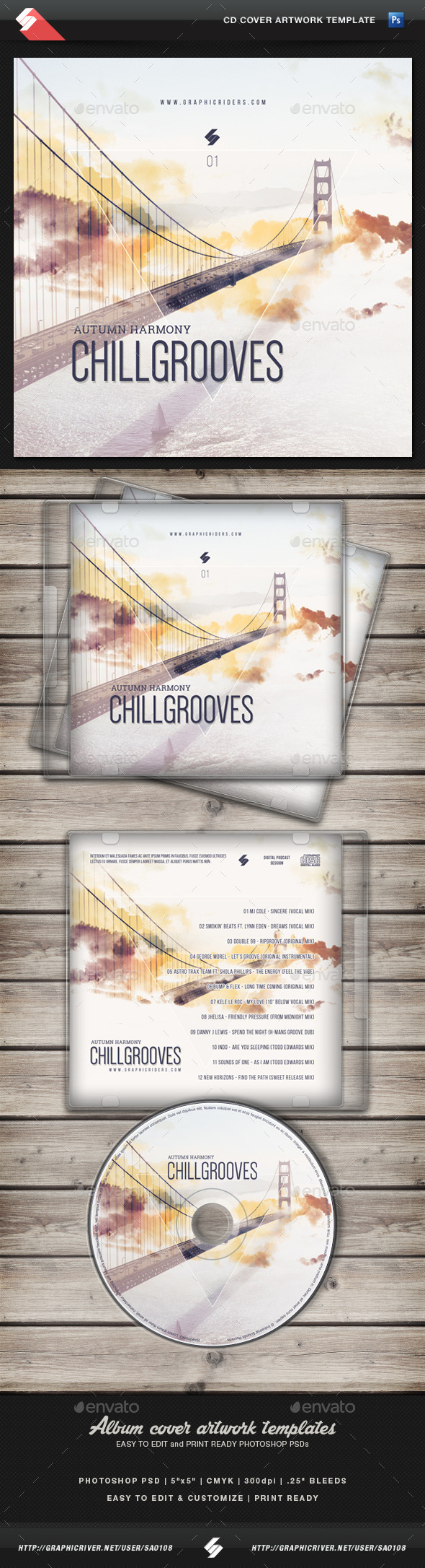Chill Grooves (Autumn Harmony) - CD Cover Artwork - CD & DVD Artwork Print Templates