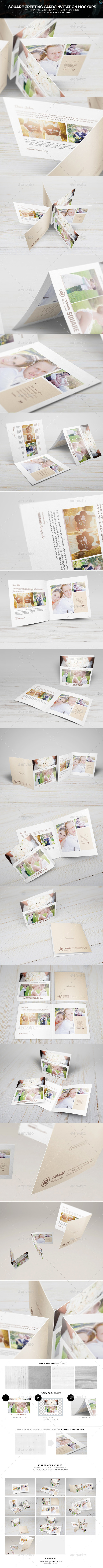Square Greeting Card - Invitation Mockups - Miscellaneous Print