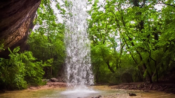 Beautiful Waterfall In Wild Crimea Forest
