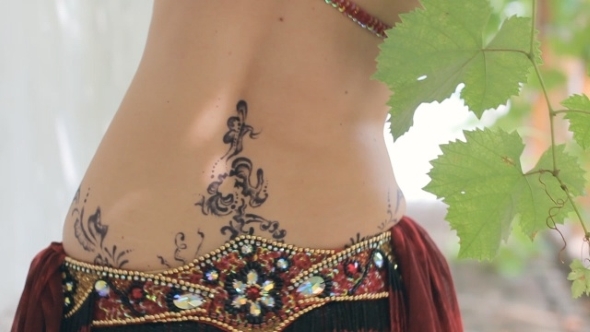 Woman With Mehendi On The Body Dancing Oriental