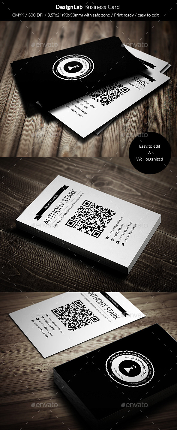 DesignLab Business Card - Simple & Retro - Retro/Vintage Business Cards