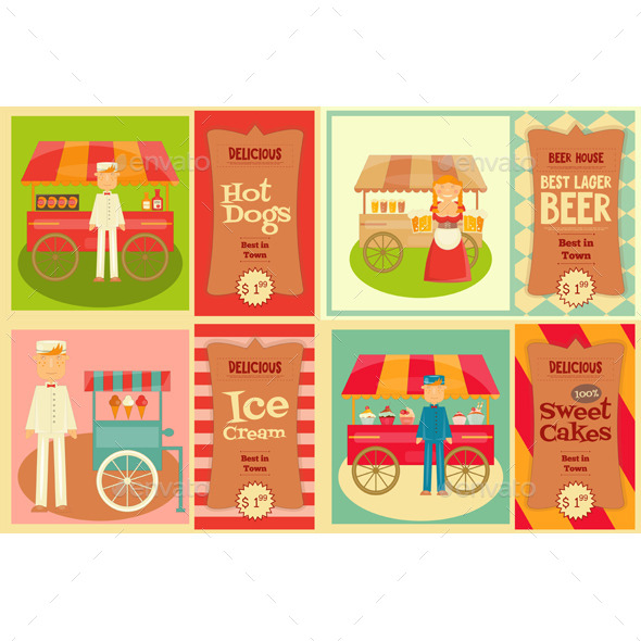 Food Cart with Seller - Food Objects