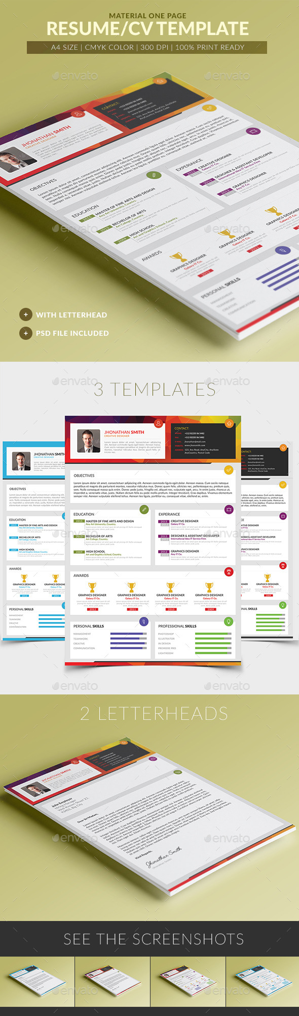 One Page Material Resume CV Template One Page Material Resume CV Template