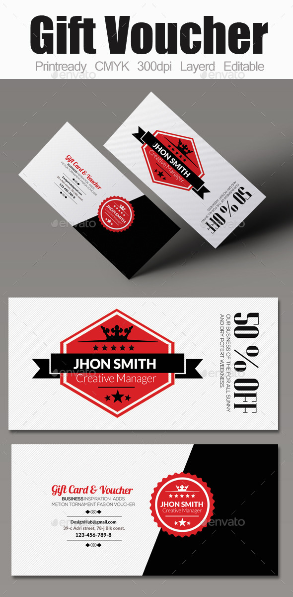 Multi Use Business Gift Voucher - Cards & Invites Print Templates