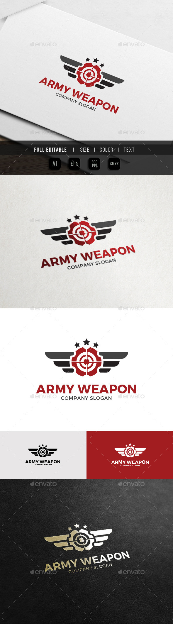 Army Gun - Military Weapon Logo - Symbols Logo Templates