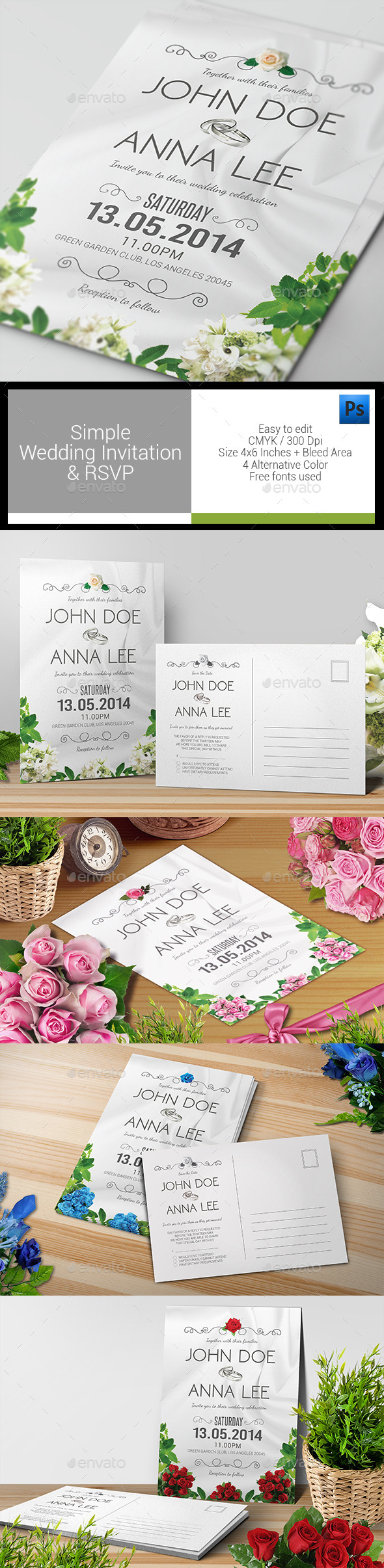 Simple Wedding Invitation & RSVP - Weddings Cards & Invites