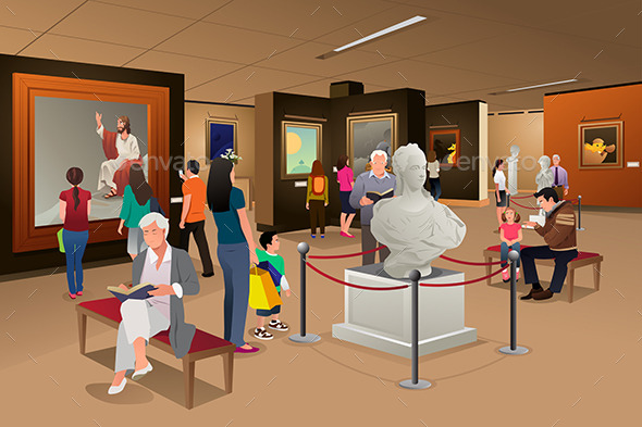 People Inside a Museum of Art - People Characters