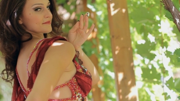 Sexy Woman With Tattoos Dancing Belly Dance In