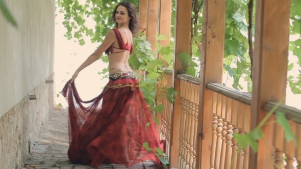 Beautiful Barefooted Woman With Mehendi Dancing