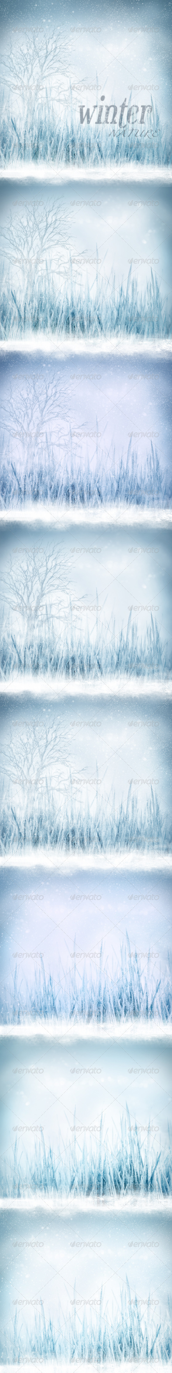 Nature Winter Backgrounds with Frozen Fields - Nature Backgrounds