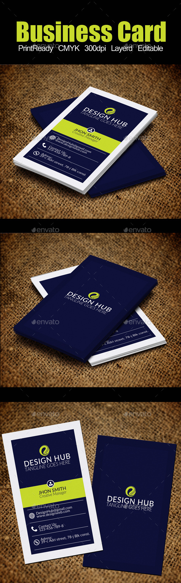 Vertical Business Card Template - Corporate Business Cards