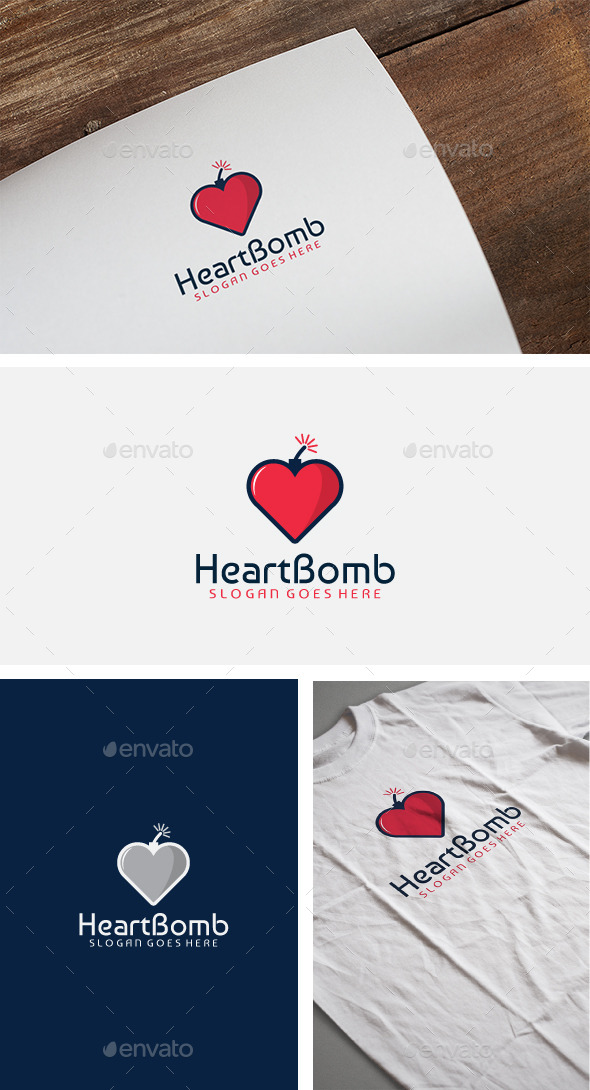 Heart Bomb Logo - Symbols Logo Templates