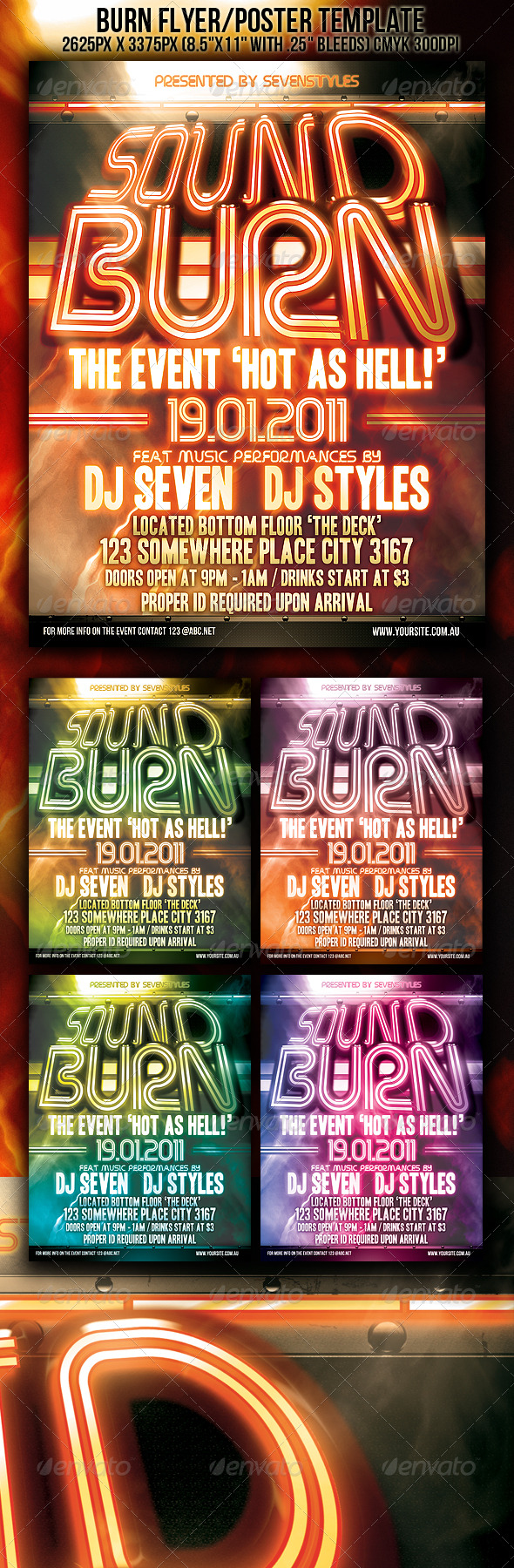 Sound Burn Flyer/Poster Template - Clubs & Parties Events