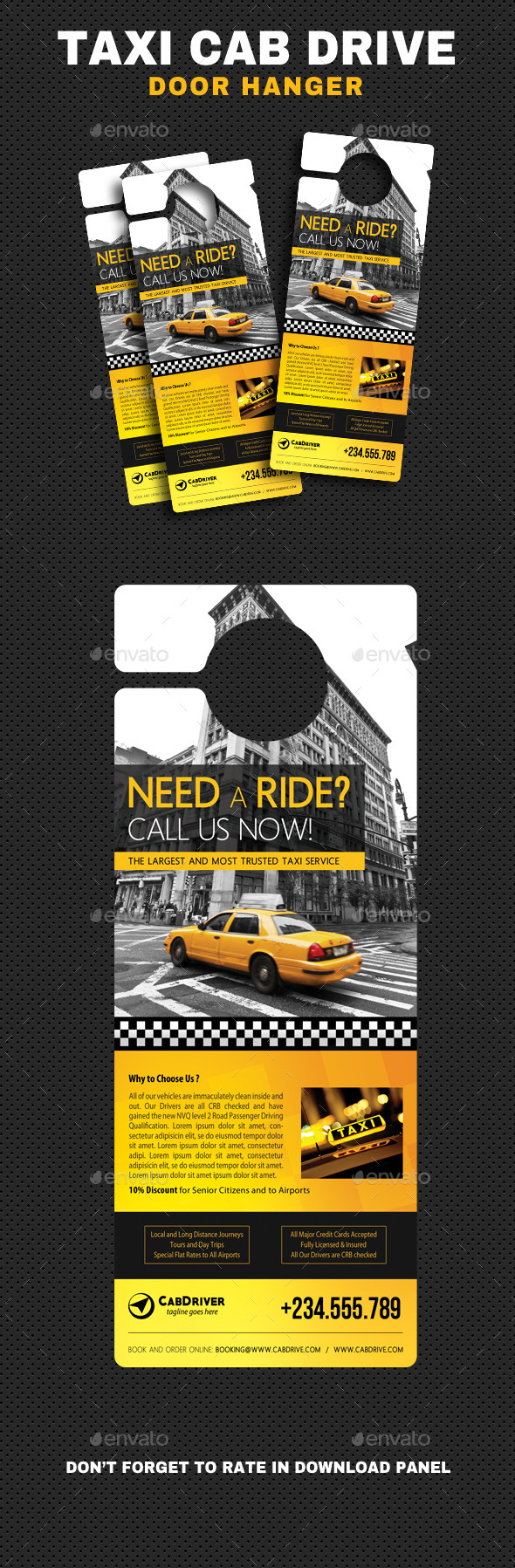 Taxi Cab Drive Door Hanger - Miscellaneous Print Templates