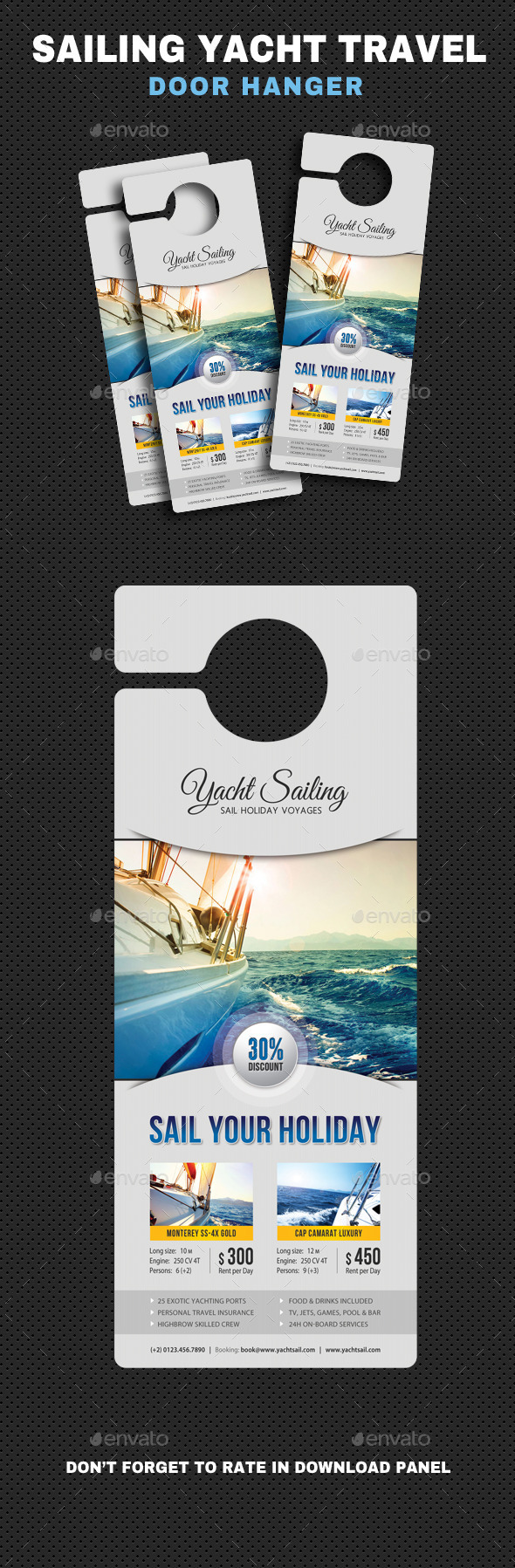 Sailing Yacht Travel Door Hanger V01 - Miscellaneous Print Templates