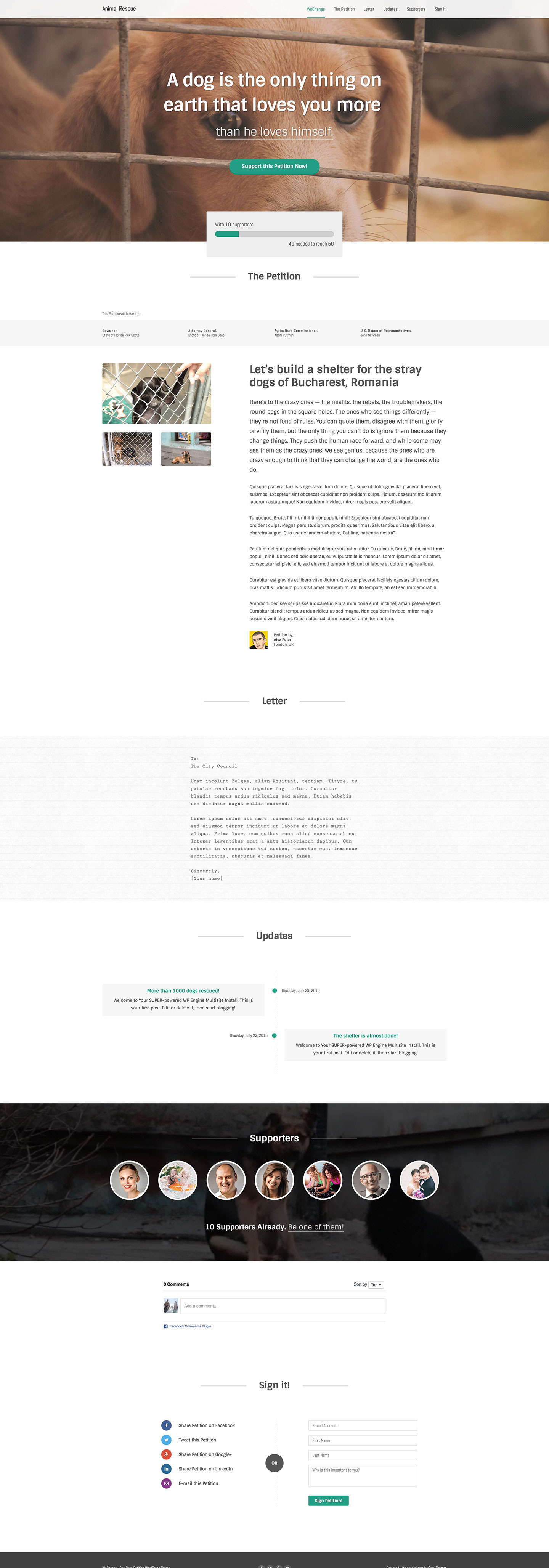 Petition WeChange - One Page WordPress Theme by CurlyThemes | ThemeForest