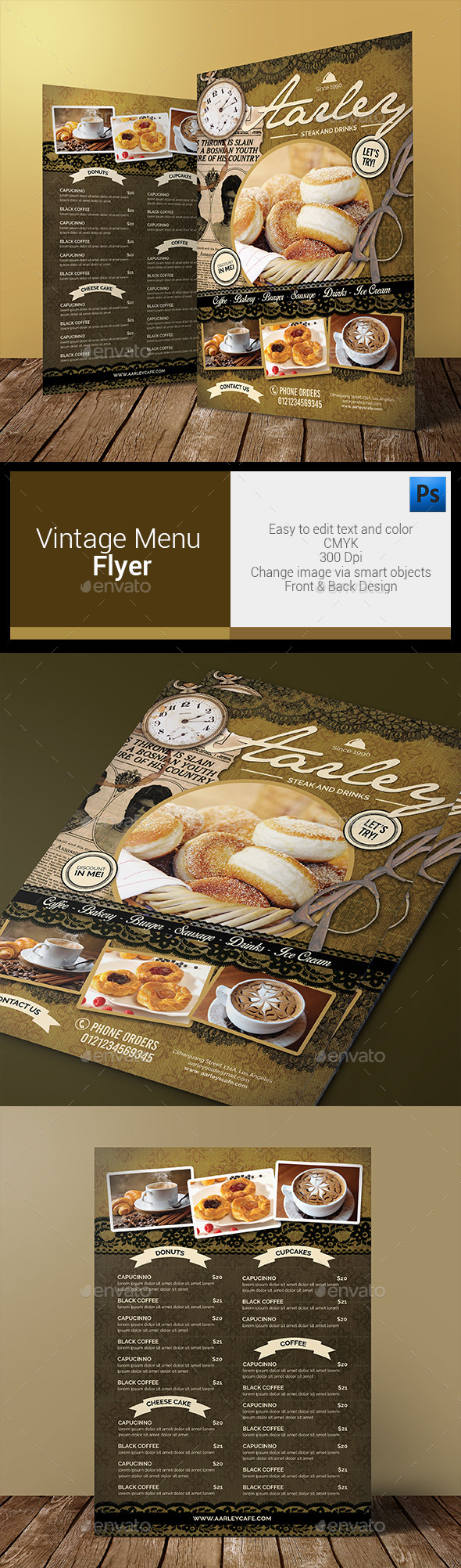 Vintage Menu Flyer - Food Menus Print Templates