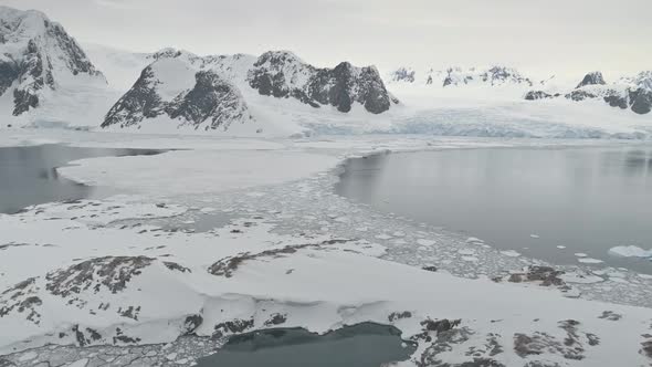 Antarctica Coast Mountain Epic Seascape Aerial alt