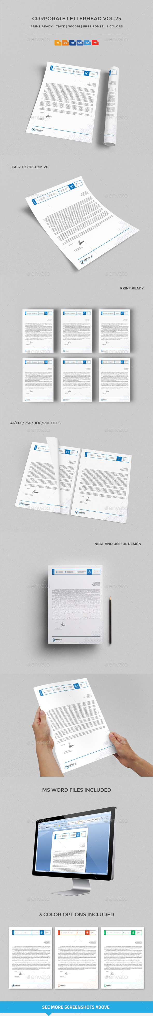 Corporate Letterhead vol.25 with MS Word DOC/DOCX - Stationery Print Templates