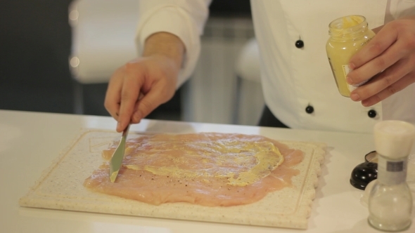 Preparing Stuffed Duck With Mustard