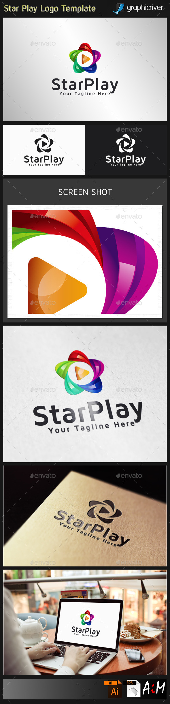 Star Play logo - 3d Abstract