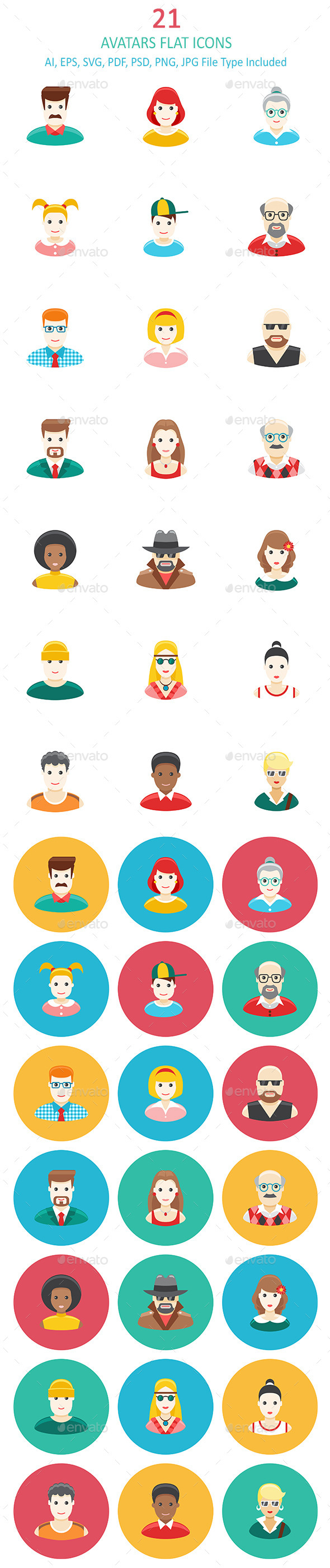 Avatars Flat Icons - People Characters