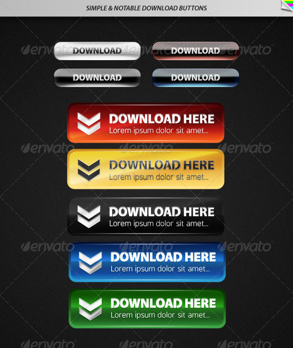 Simple & Notable Download Buttons - Buttons Web Elements