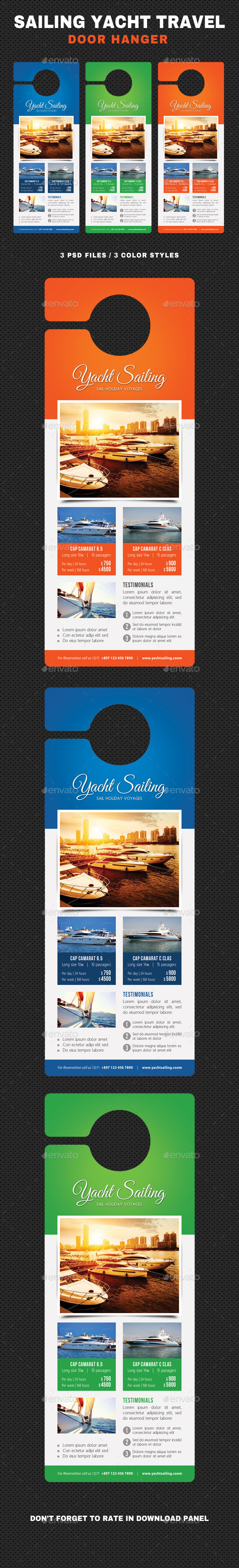 Sailing Yacht Travel Door Hanger V02 - Events Flyers