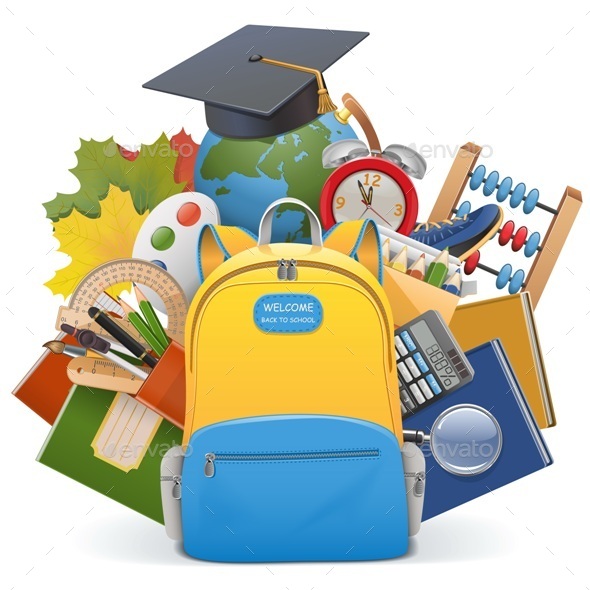 School Concept with Backpack - Miscellaneous Vectors