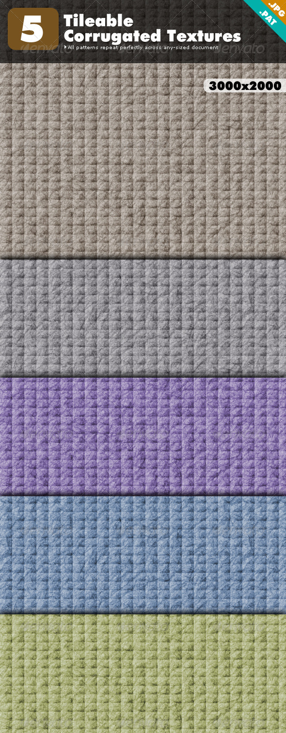 5 Tileable Corrugated Textures - Industrial / Grunge Textures