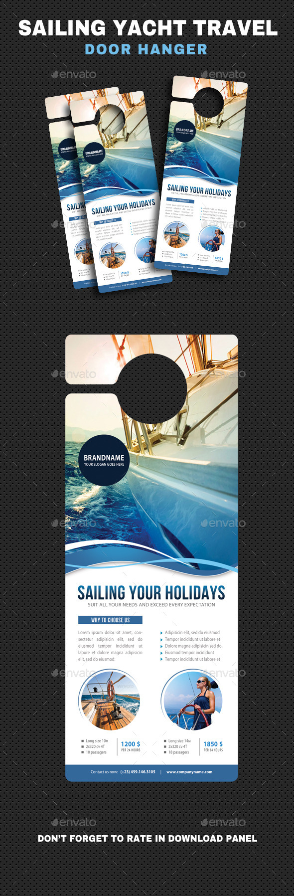 Sailing Yacht Travel Door Hanger V04 - Miscellaneous Print Templates