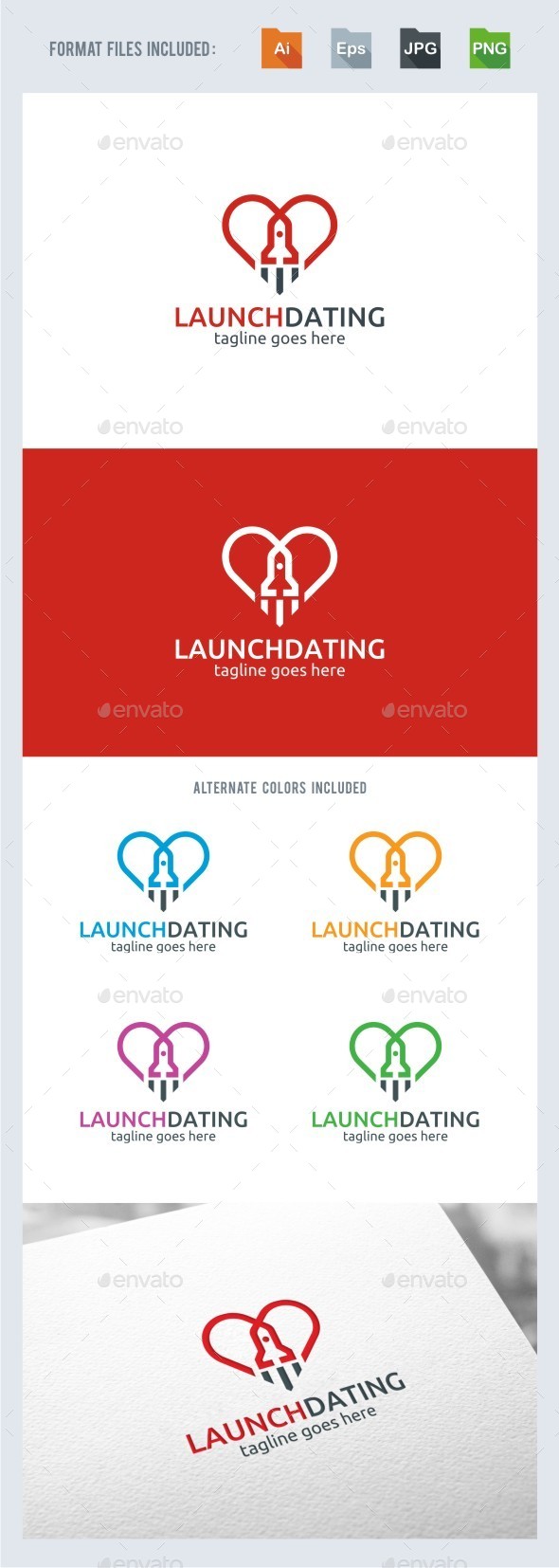 Rocket Love Logo Template - Vector Abstract