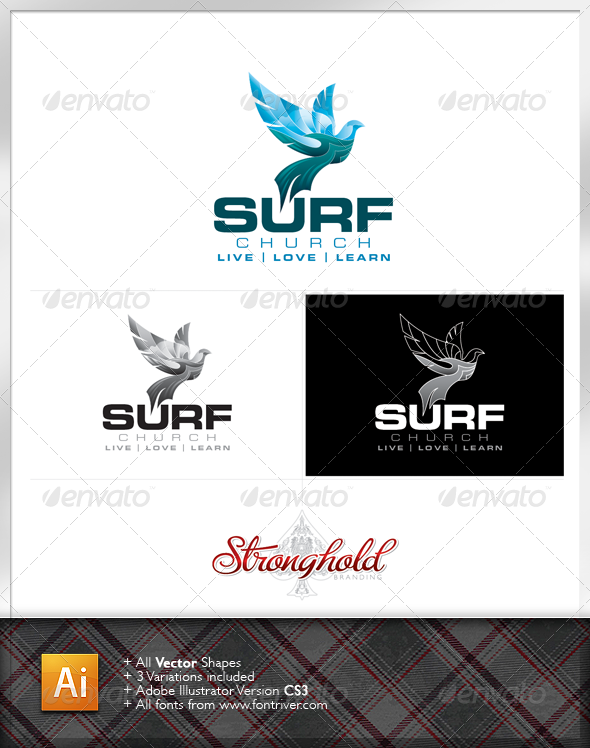 Surf Church Logo - Animals Logo Templates