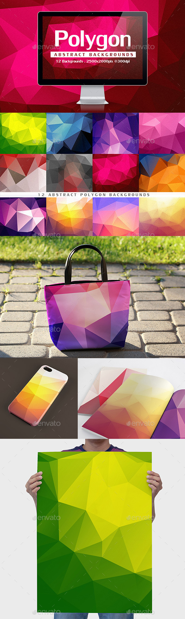 12 Abstract Polygon Backgrounds 12 Abstract Polygon Backgrounds