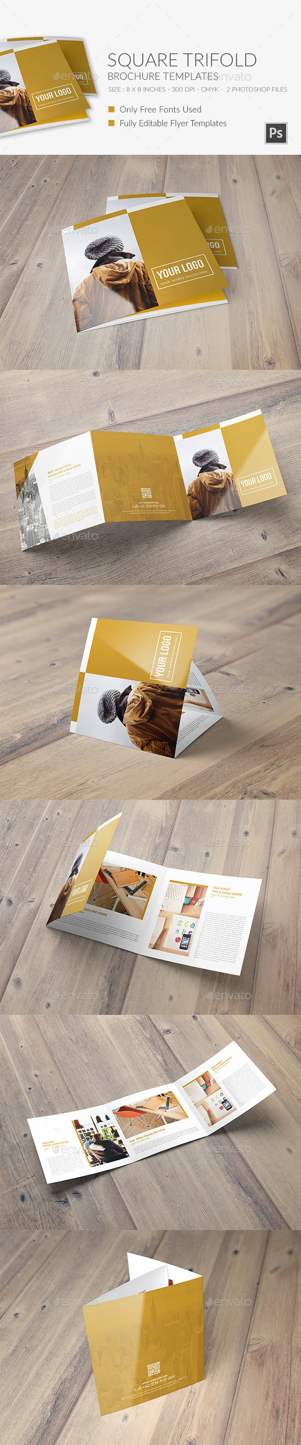 Square Trifold Brochure 4 - Brochures Print Templates