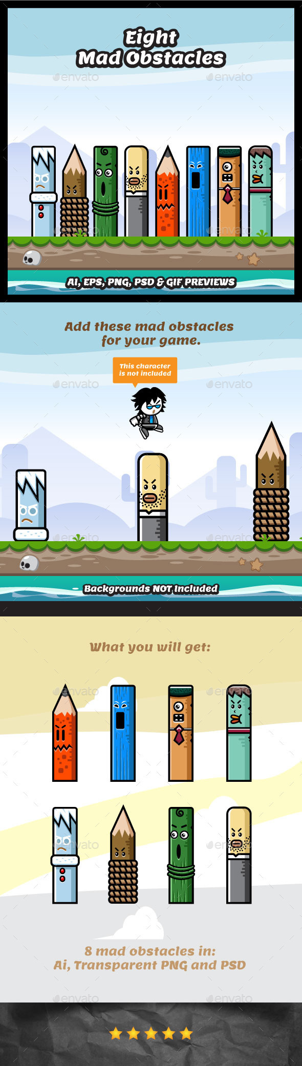 8 Mad Obstacles - Miscellaneous Game Assets