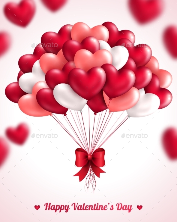 Valentine's Day Background with Heart Balloons - Valentines Seasons/Holidays