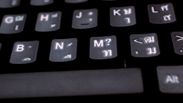 Close Up Of a Black Keyboard English And Thai
